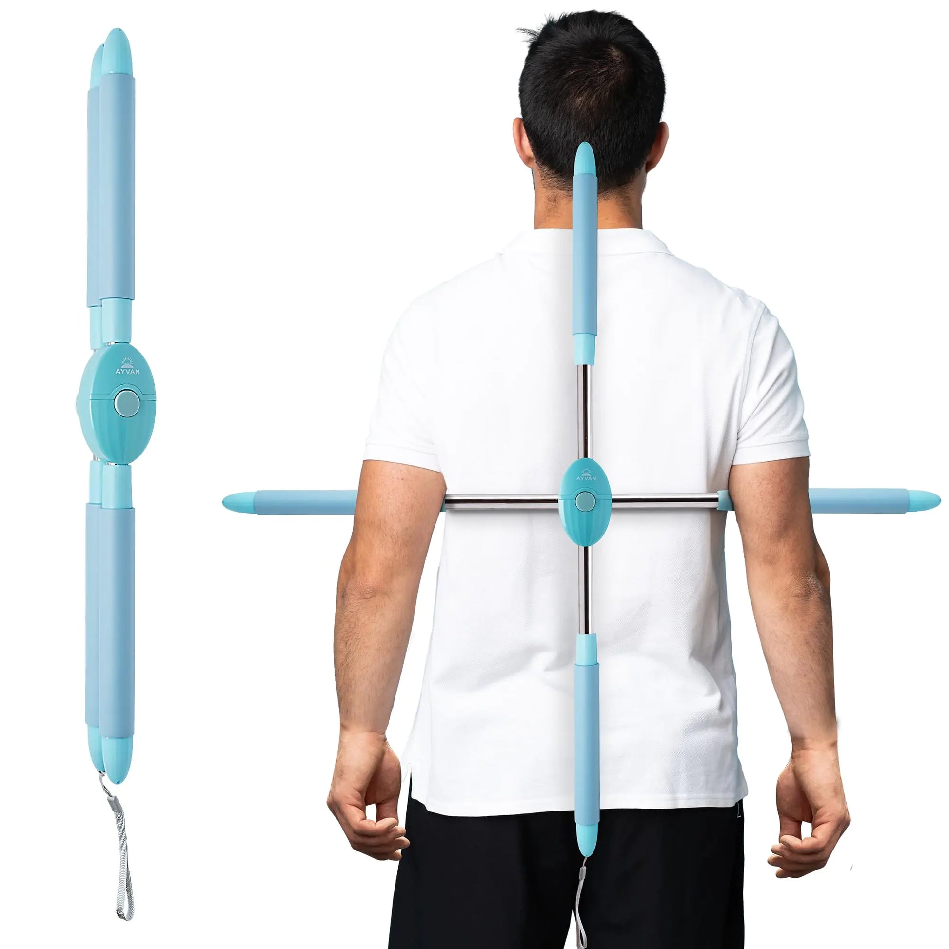AYVAN Back Straightener Posture Corrector Device - Hunchback Corrector with Carry Bag for Easy Portability - Comfort-Padded Yoga Stick - Posture Corrector for Men Women and Kids.