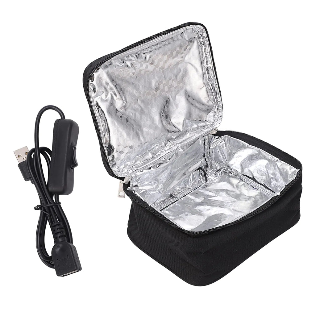 Electric Lunch Box Bag USB Powered Lunch Box Warmer Portable Oven Heating Lunch Box Food Warmer with 2 Heating Methods for Office Travel Home Kitchen