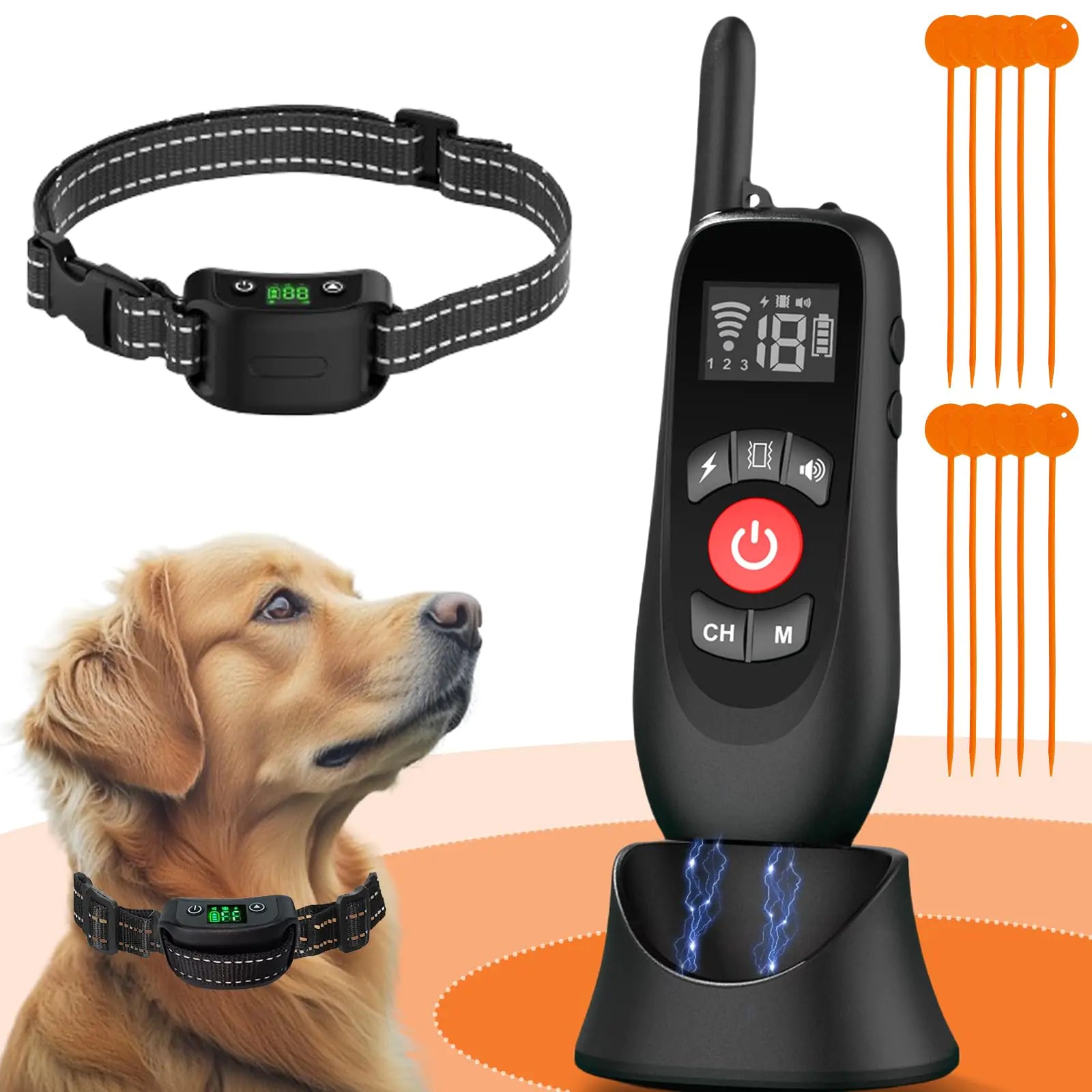 Wireless Dog Fence System 2 in 1 Electric Fence for Dogs with Smart Magnetic Charging Base Outdoor Portable Dog Perimeter Collar Fence Adjustable Warning Suitable for Large Medium Small Dogs