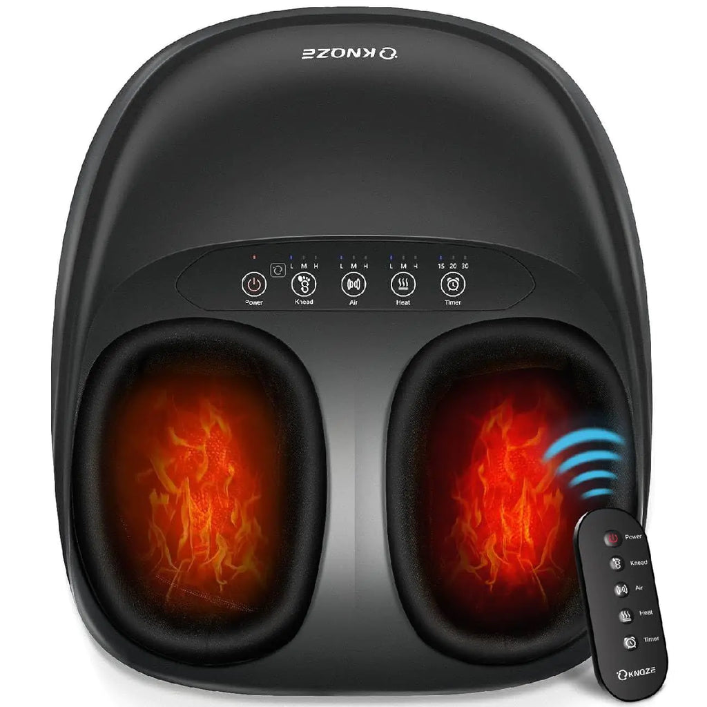KNQZE Foot Massager Machine with Heat Shiatsu Deep Kneading Foot Massager with Remote Compression Multi-Massage Modes Auto-Off Timers Gifts for Women Men FSA or HSA Eligible